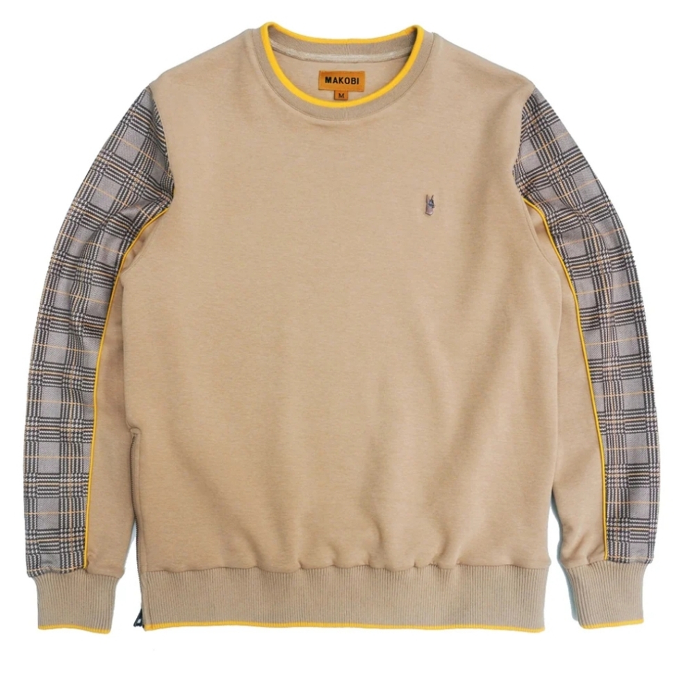 Makobi Crew Neck Men's Size SMALL Vercelli Crew Neck Sweater  KhakiStyle M4031